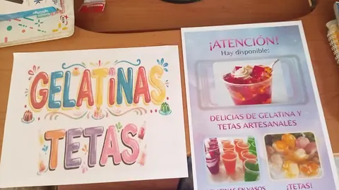 Carteles impresos a color para venta de gelatinas y postres